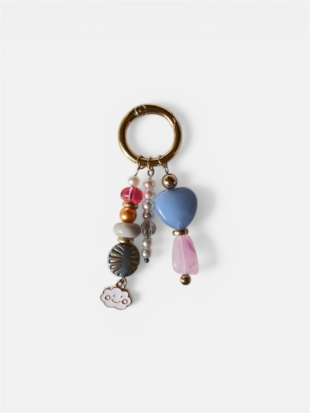 Handmade Blue & Pink Heart Bead Keyring (CHANGBIN)